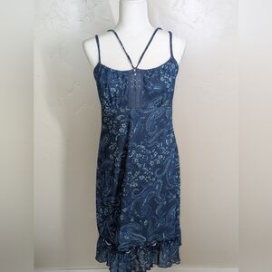 Xhilaration Blue Paisley Midi‎ Dress